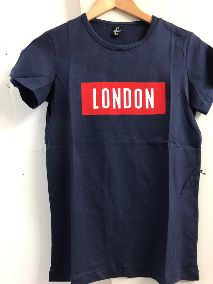 Navy London Cotton Kids Child Junior T-Shirt Tee Top Timya Wholesale S-Ponder
