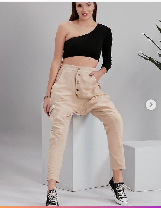 Unisex Denim Design High Waist Trousers