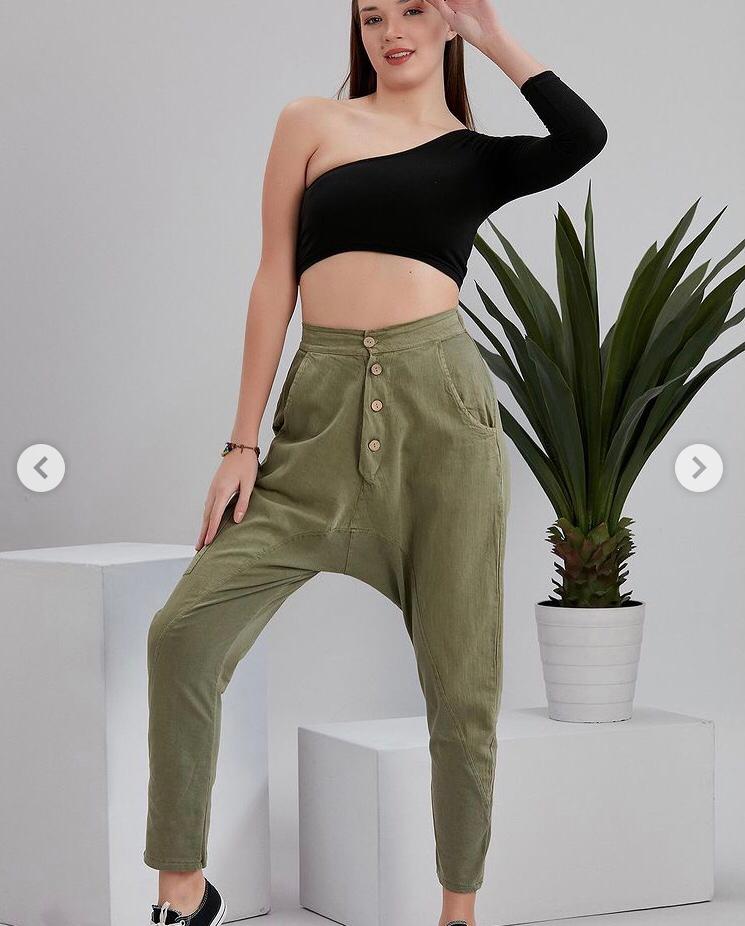 Unisex Denim Design High Waist Trousers