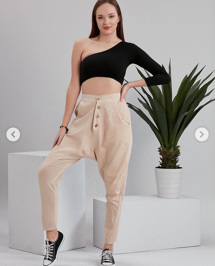 Unisex Denim Design High Waist Trousers