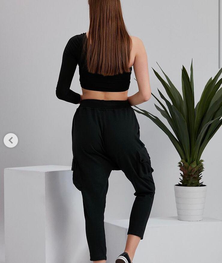 SideWays Pocket Tapered Leg Cotton  Women Pants