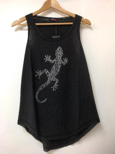 Stone Embroidered Lizard Women Lace Top Tank