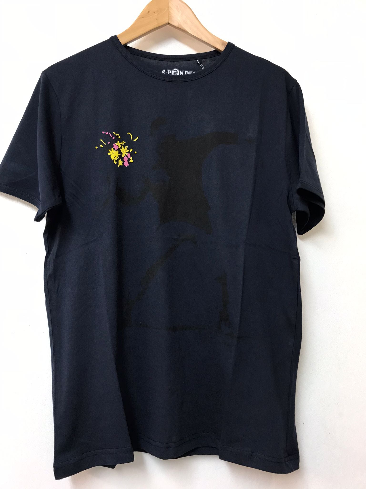 The Flower Bomb Thrower by Banksy Art Printed Cotton T-Shirt