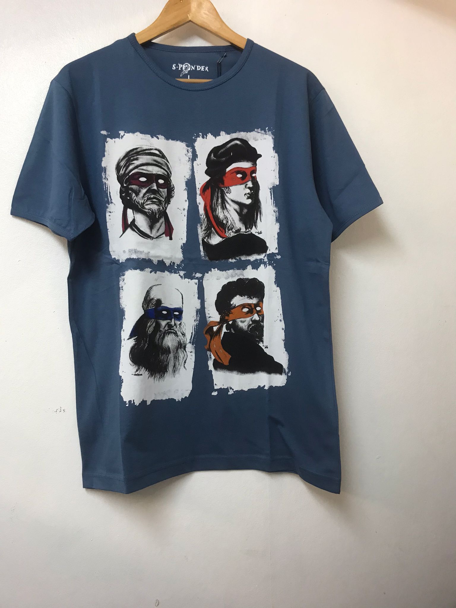 Four Masters Printed Indigo  Cotton T-shirt