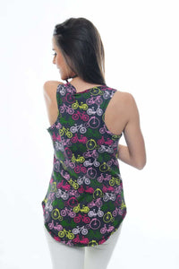 Anthracite All Over Bicycle Printed Cotton Women Vest - S-Ponder Shop