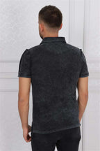 Anthracite Stone Washed Cotton Men's Polo - S-Ponder Shop