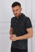 Shaded Green Stone Washed Cotton Men Polo T-Shirt - S-Ponder Shop