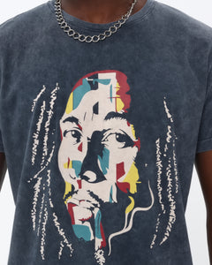 Bob Marley The Legend Graphic Stone Washed  Regular T-Shirt