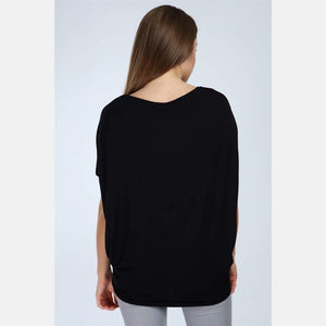 Black Shinny Stone Lips Cotton Women Blouse