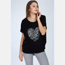 Load image into Gallery viewer, Black Leopard Heart Printed Cotton Women Blouse
