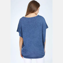 Load image into Gallery viewer, Navy Stone Washed Lip Printed Cotton Women Top
