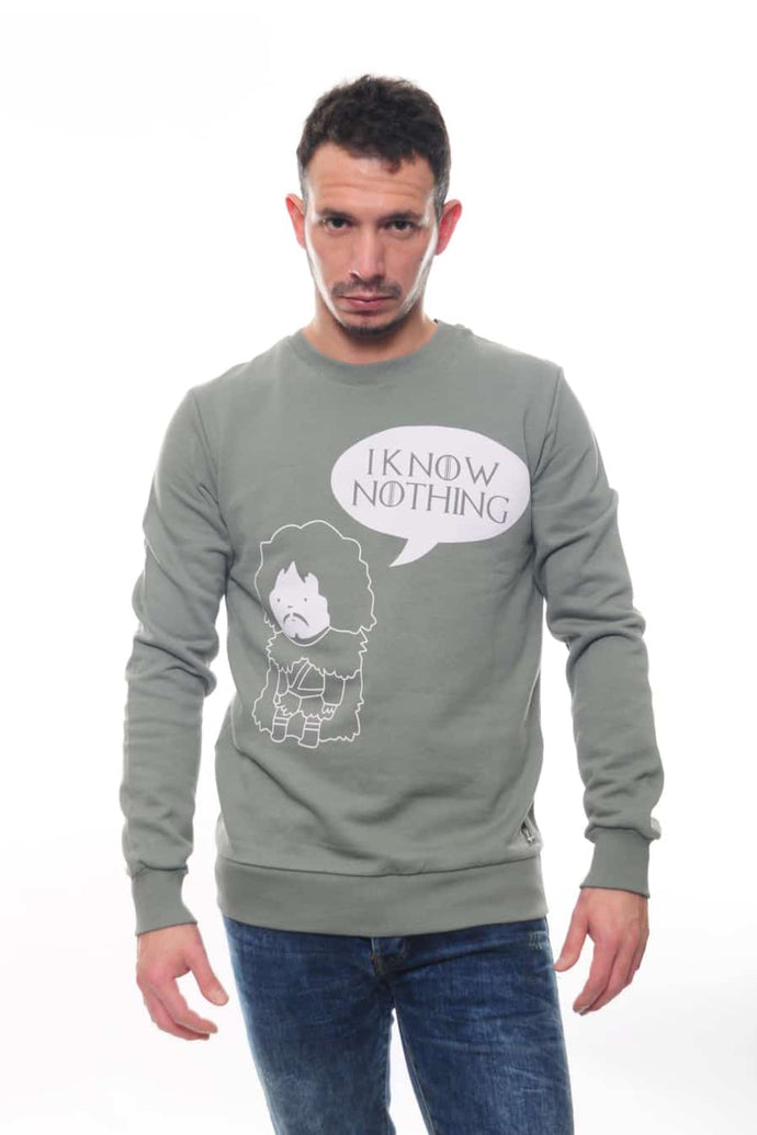 Green I Know Nothing John Snow Printed Cotton Sweatshirt Timya Wholesale S-Ponder