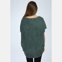 Load image into Gallery viewer, Green Stone Washed Heart Cotton Women Top
