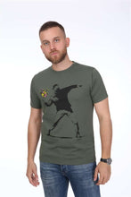 Load image into Gallery viewer, Green The Flower Bomb Thrower by Banksy Printed Cotton T-Shirt Tee Top Timya Wholesale S-Ponder
