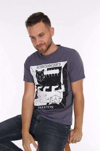 Grey Cat Paradox (Schrödinger Paradox) Printed Cotton T-shirt Tee Top Timya Wholesale S-Ponder