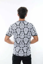 Load image into Gallery viewer, Grey Full Mexican Skull Printed Cotton T-Shirt - S-Ponder Shop
