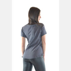 Grey V Neck Cotton Women T-Shirt