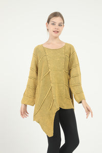 Asymetric Cotton Washed Lined Women Jumper