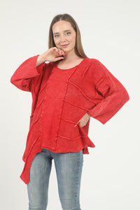 Asymetric Cotton Washed Lined Women Jumper