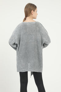 Asymetric Cotton Washed Lined Women Jumper