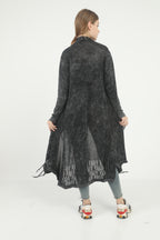 Long  Asymmetric Tassel  Washed Cotton Women  Cardigan