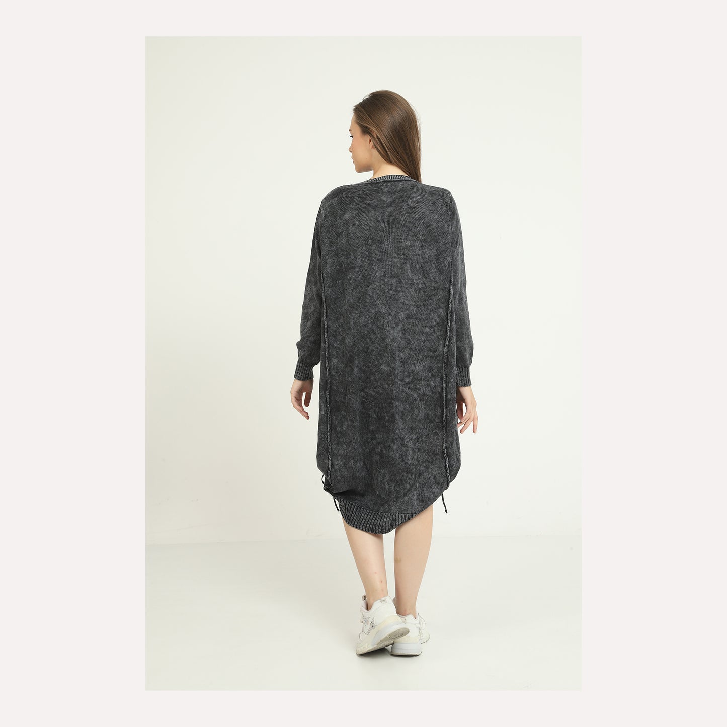 Stone Washed Midi Pull String Midi Dress