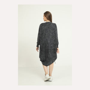 Stone Washed Midi Pull String Midi Dress