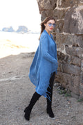 Long  Asymmetric Tassel  Washed Cotton Women  Cardigan