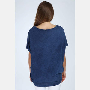 Anthracite Stone Washed Love Cotton Women Top