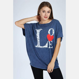 Green Stone Washed Love Cotton Women Top