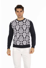 Load image into Gallery viewer, Sugar Candy Skull All Over Print Navy Sweatshirt Timya Wholesale S-Ponder
