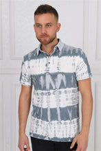 Load image into Gallery viewer, White Grey Stripped Stone Washed Cotton Men Polo T-shirt Tee Top Timya Wholesale S-Ponder
